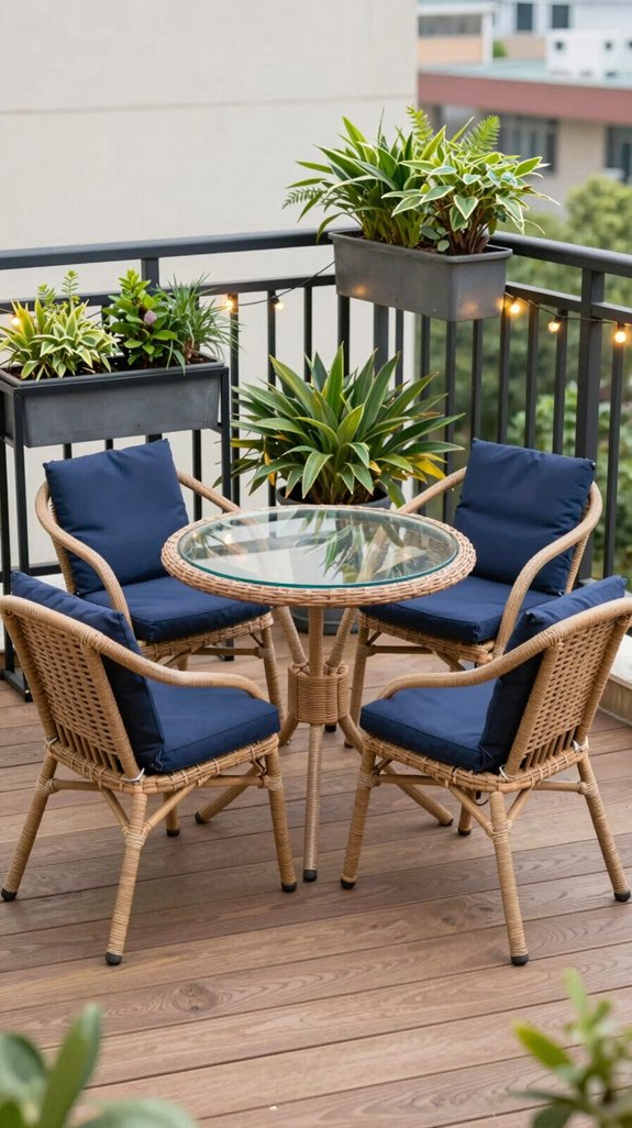 15 Tiny Balcony Ideas That Maximize Small Spaces 14 weatherproof furniture material selection