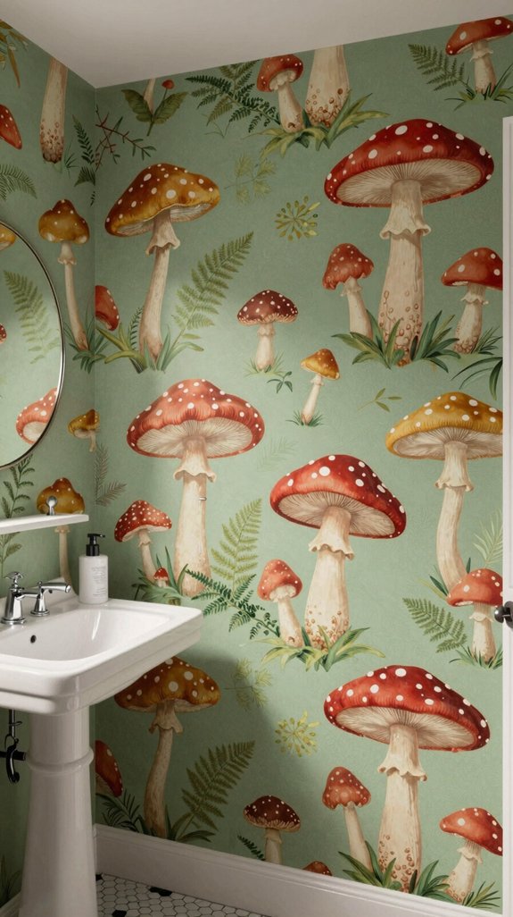 whimsical eco friendly mushroom wallpaper