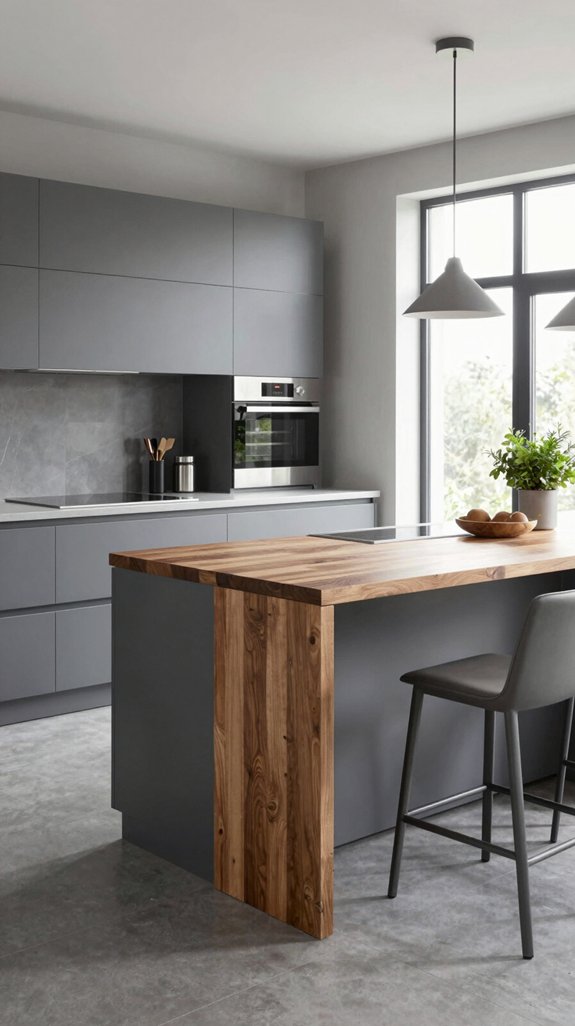wooden countertops with slidable islands