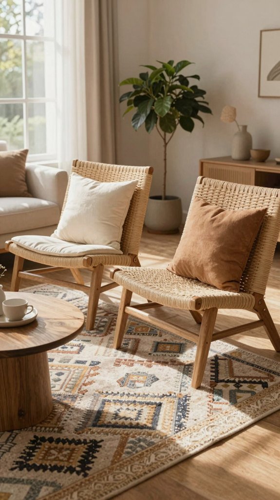 woven chairs enhance ambiance