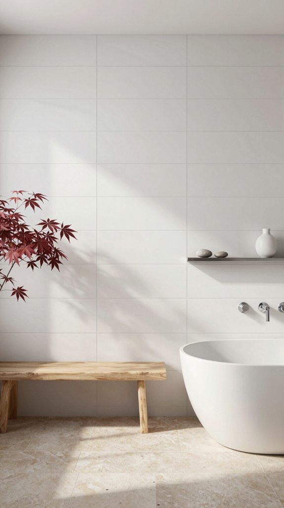 24 Bathroom Tiles Combination Ideas for a Designer Finish 22 zen inspired large format tiles