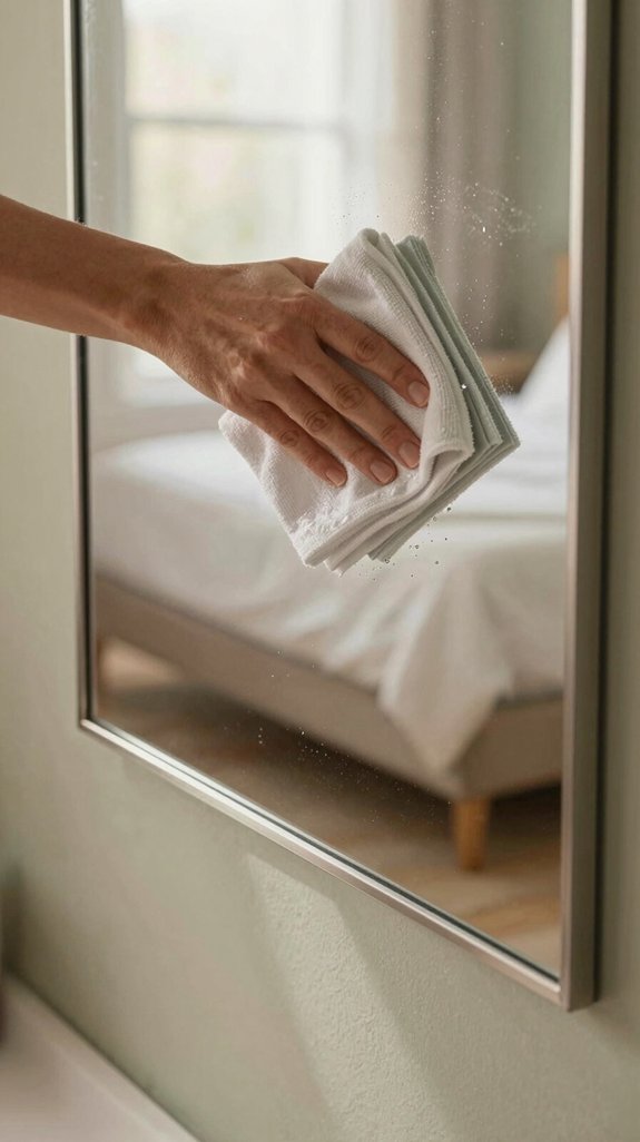 Mirror Cleaning Tips for a Spotless Bedroom 6 zigzag wiping for clarity