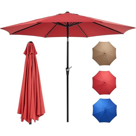 7 Patio Umbrellas That'll Turn Your Backyard Into a Summer Oasis 4 9 foot red crank umbrella