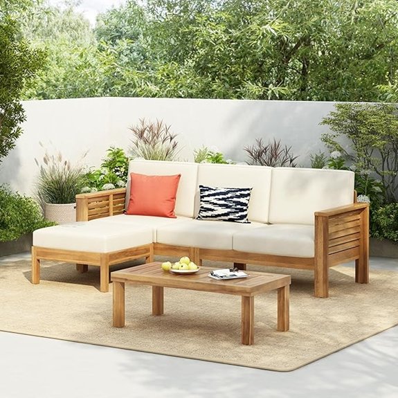 10 Best Teak Outdoor Sofas That Turn Any Patio Into a Luxe Retreat 2 acacia patio set with coffee table