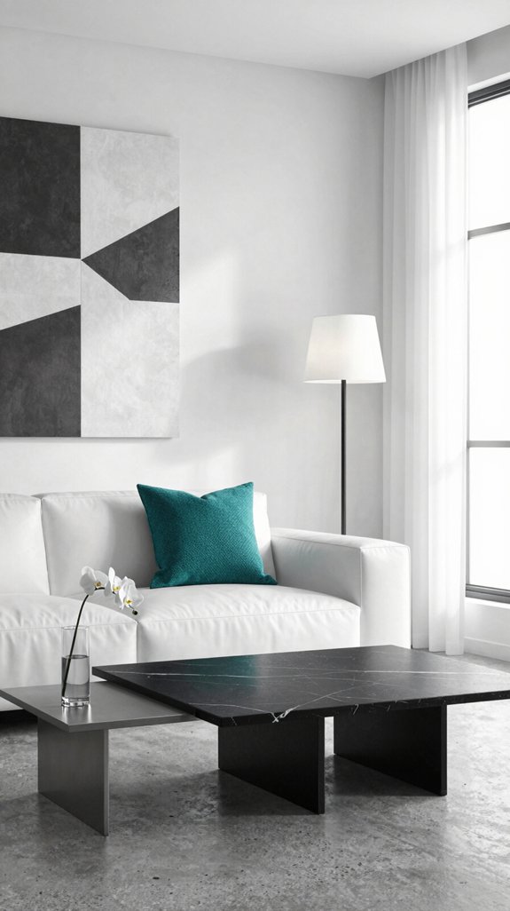 Black and White Interiors: Accent Colors That Complete the Look 2 accent color for black white interiors