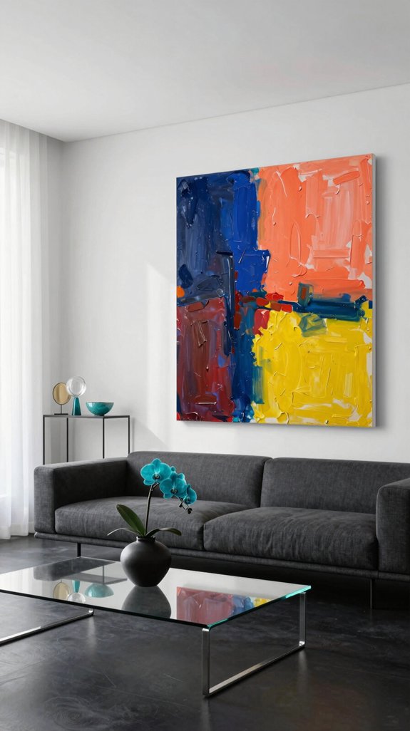 Black and White Interiors: Accent Colors That Complete the Look 10 accent hues echo artwork