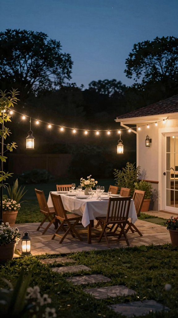 21 Backyard Dinner Party Ideas for Stylish Outdoor Entertaining 3 adjustable warm white ambient lighting