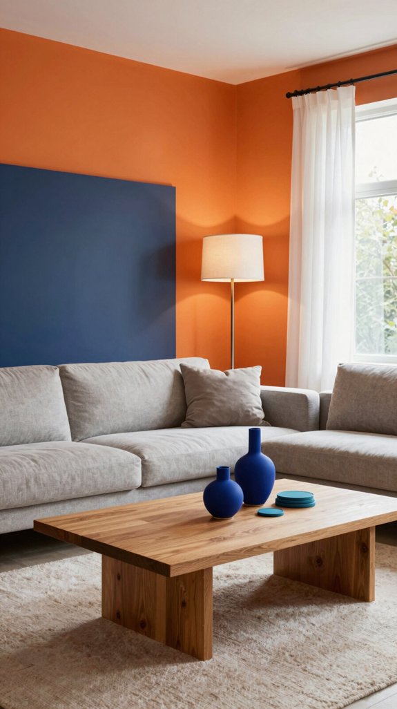 Orange Interior Color Combinations That Feel Energetic and Cozy 6 airy navy accents