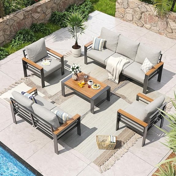 10 Best Teak Outdoor Sofas That Turn Any Patio Into a Luxe Retreat 9 aoxun seven seat outdoor sectional