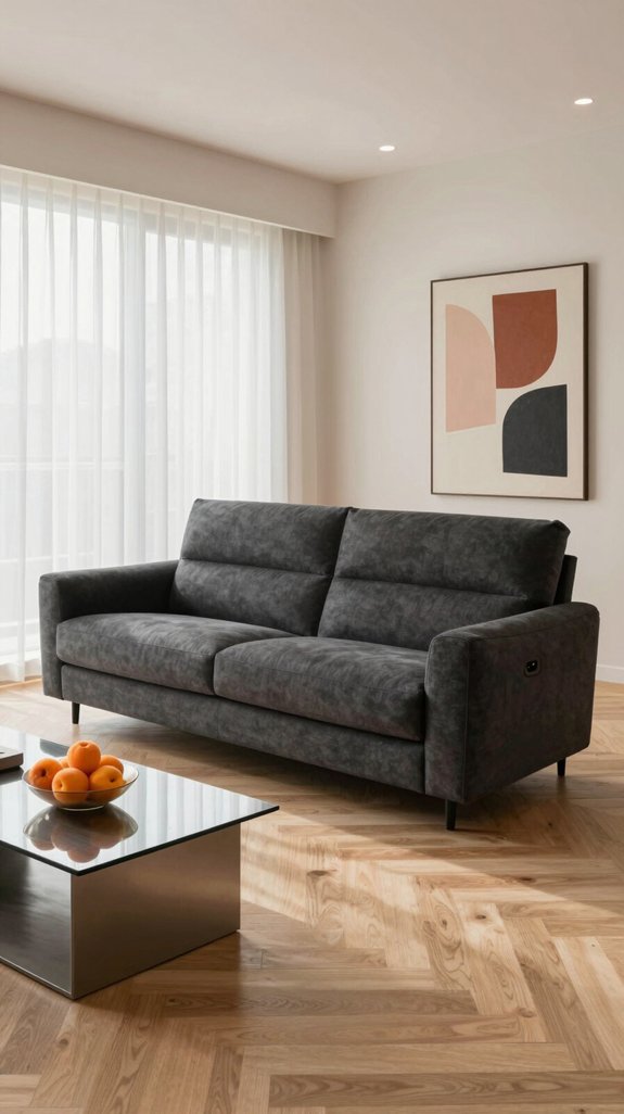 apricot accents on charcoal