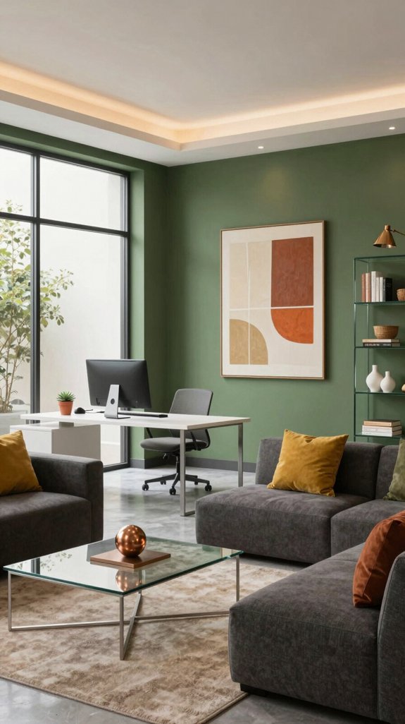 Army Green in Interiors: Colors That Complement This Earthy Shade 17 army green open plan harmony