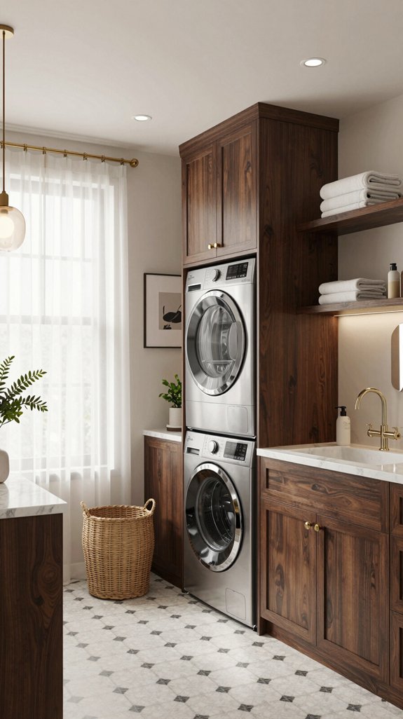artistic decor enhances laundry aesthetics