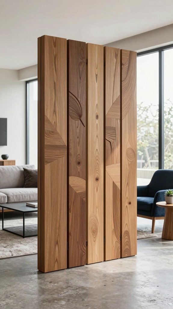 artistic hand carved wooden panels