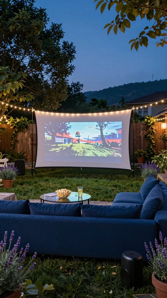 backyard weather proof cinema setup