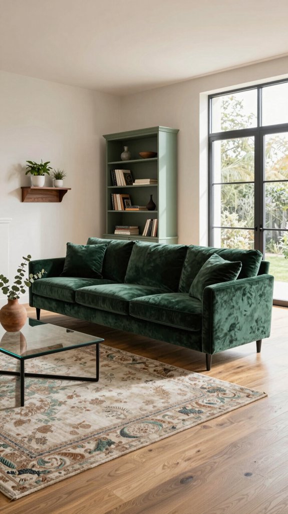 balance forest green with neutrals