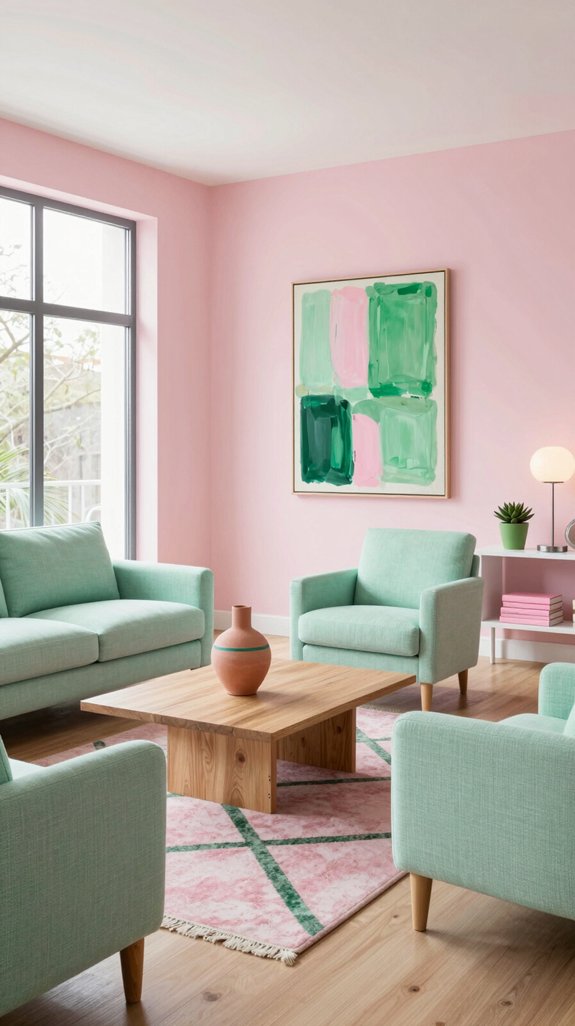 balance pink green design