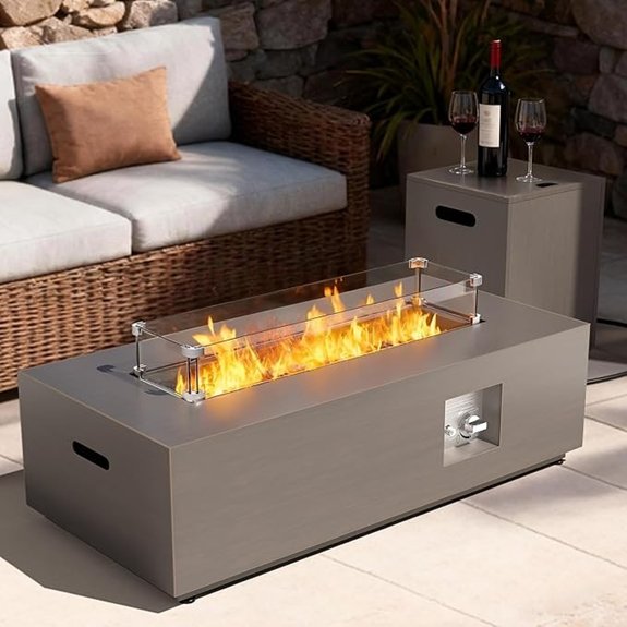 15 Outdoor Fireplaces That Turn Any Backyard Into a Cozy Retreat 9 beige fire pit table