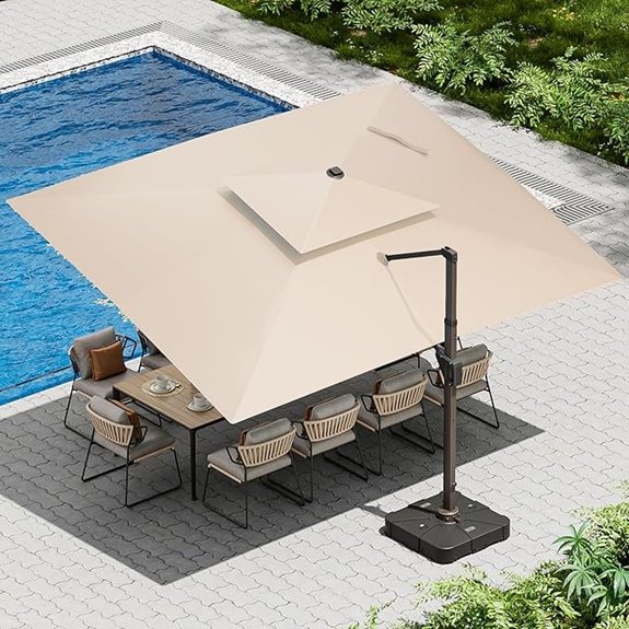 beige led cantilever umbrella