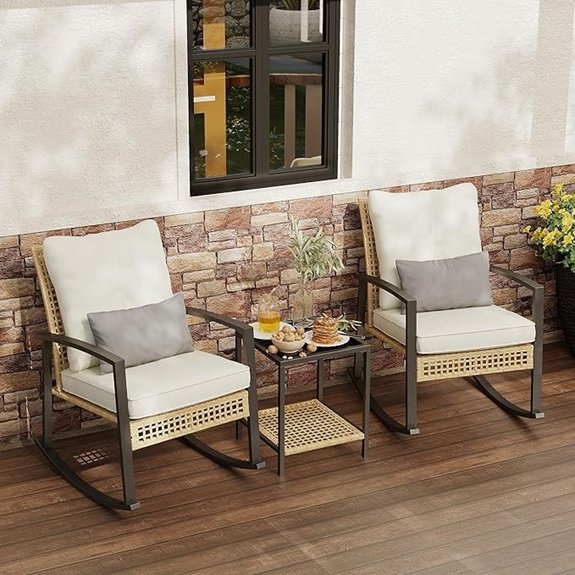 10 Best Outdoor Bistro Sets That Turn Any Patio Into a Chic Retreat 1 beige patio rocking set