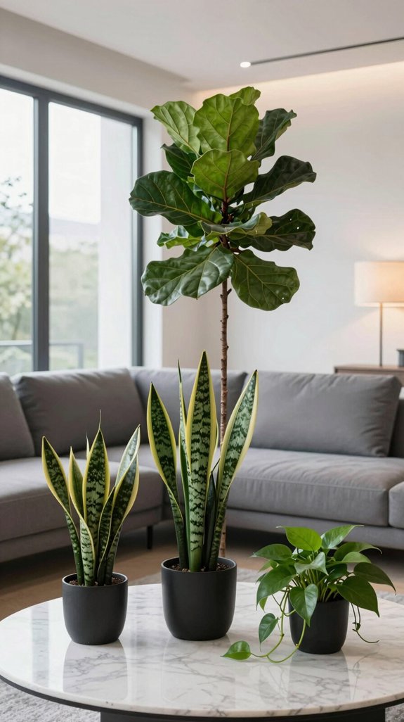 biophilic indoor plant trio