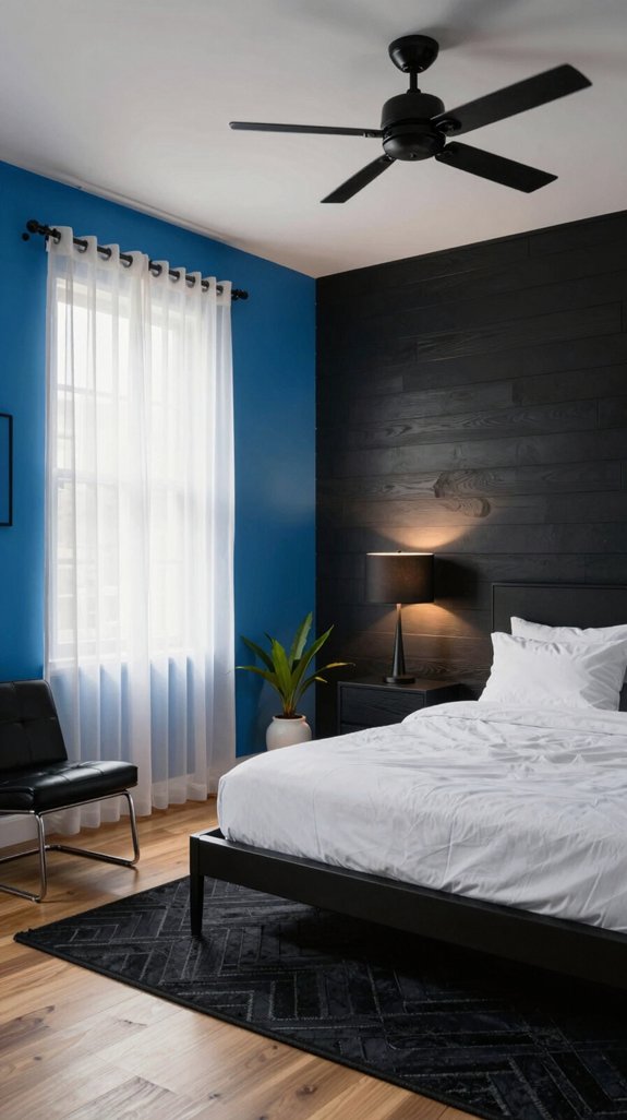 black accents amplify electric blue