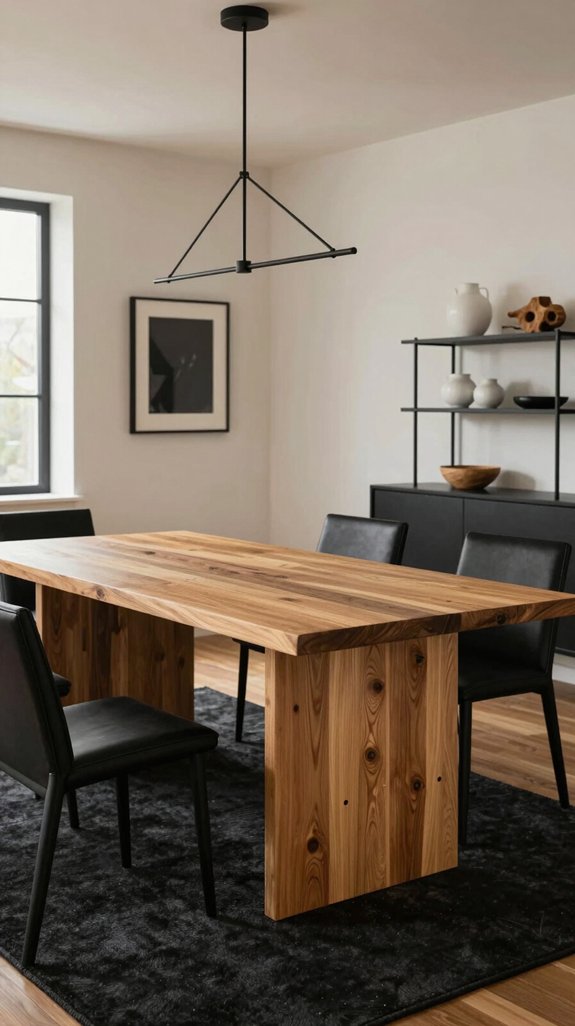 black accents complement oak