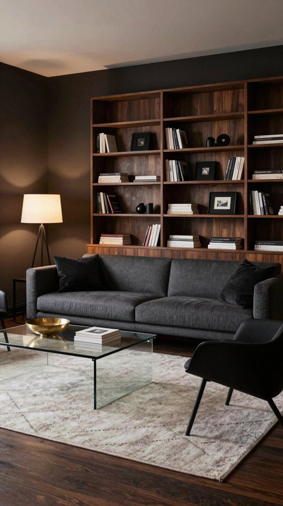 black accents for brown interiors