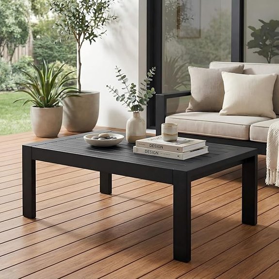 black aluminum outdoor table