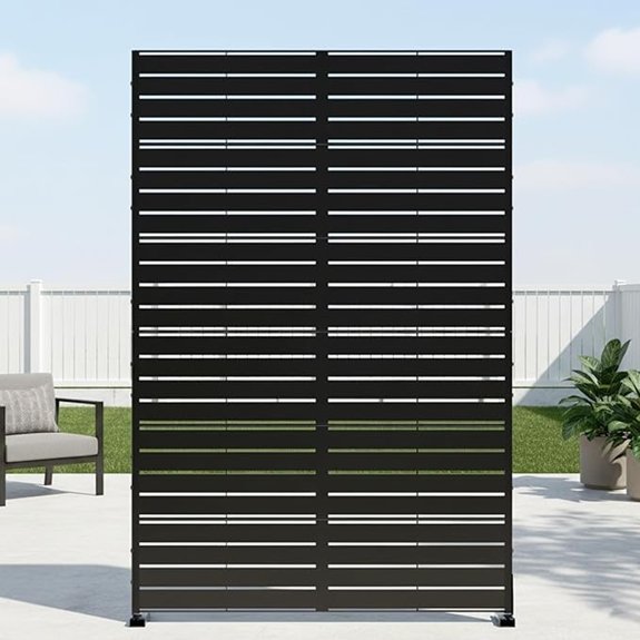 black louvered metal screen