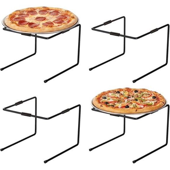black metal pizza stands