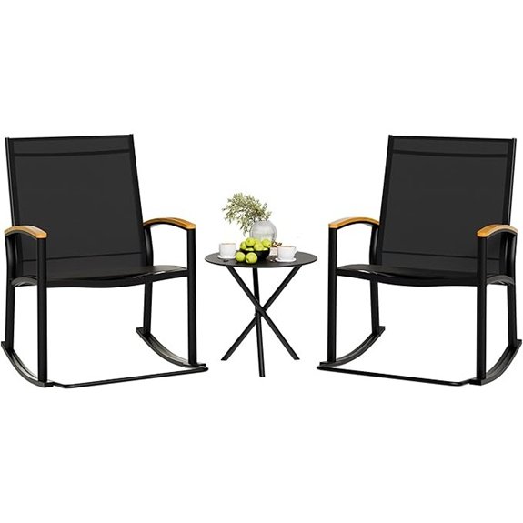 black outdoor rocking bistro