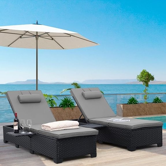 black rattan chaise set