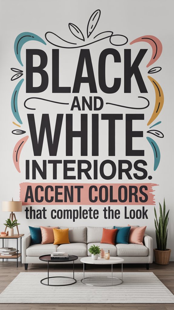 Black and White Interiors: Accent Colors That Complete the Look 1 bold accents enliven monochrome