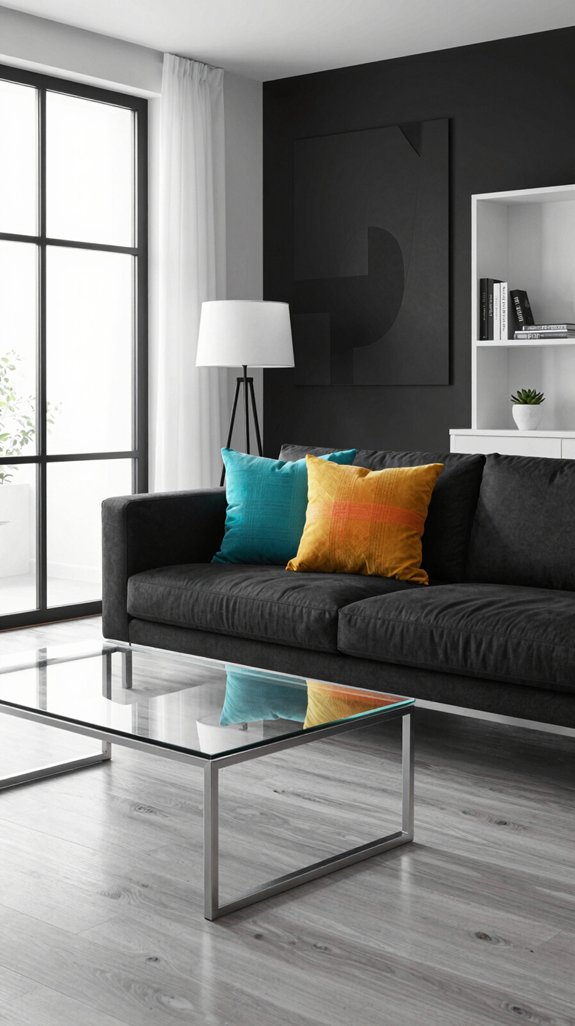Black and White Interiors: Accent Colors That Complete the Look 3 bold accents enliven monochrome