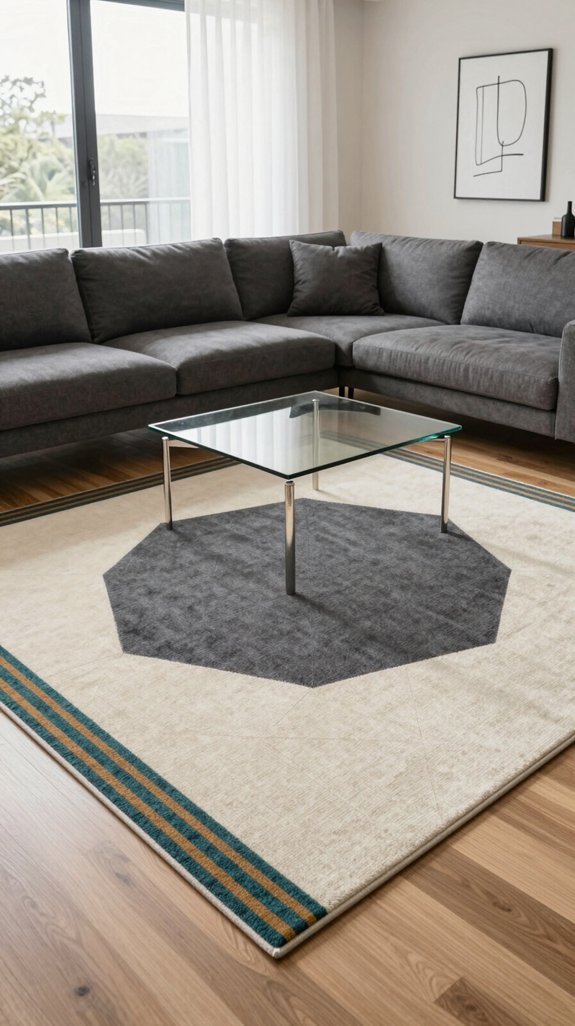 bold geometric rugs enhance flow