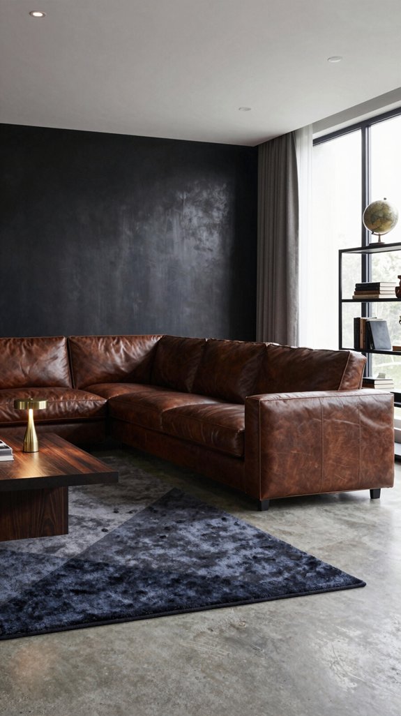 18 Masculine Interior Design Ideas for Living Rooms 6 bold leather sofa choice