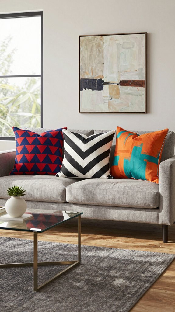 16 POP Design Ideas for Living Rooms 9 bold patterned pillow layering