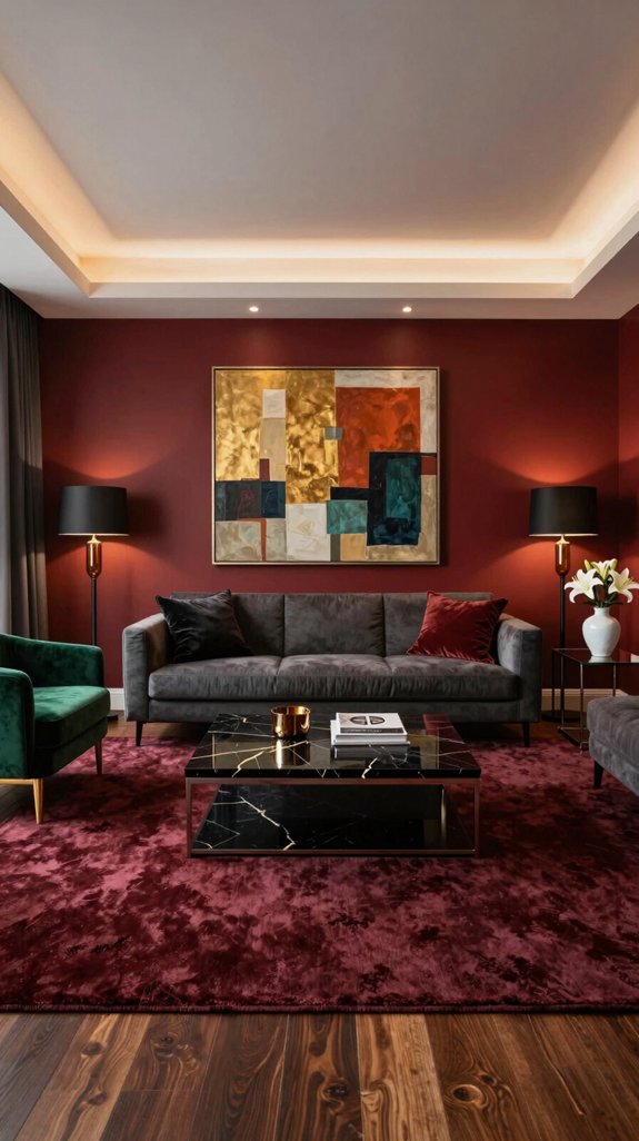 bold red ivory sofa