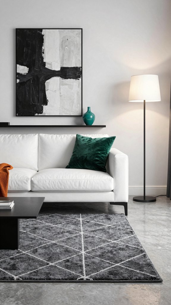 Black and White Interiors: Accent Colors That Complete the Look 11 bold teal textiles dominate