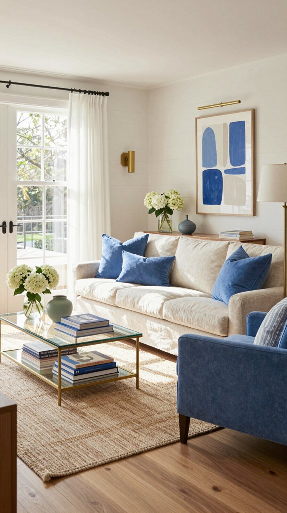Cornflower Blue Color Pairings for Light and Charming Interiors 13 bold textured cool contrast art