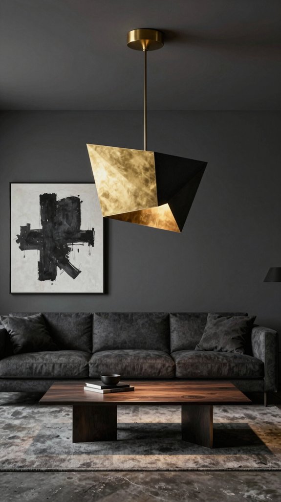 18 Masculine Interior Design Ideas for Living Rooms 10 brass and black lighting elegance