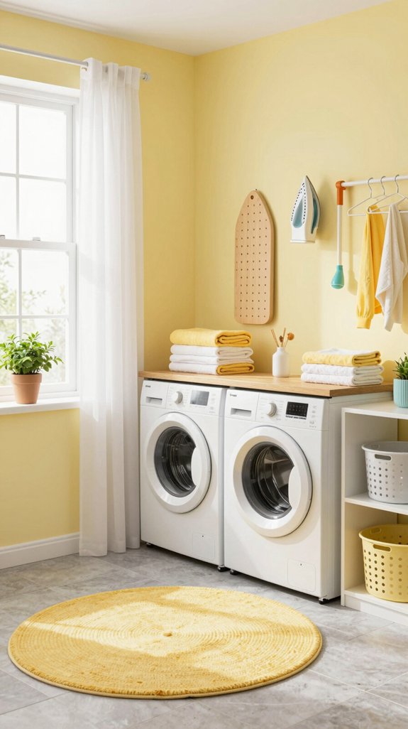 14 Yellow Laundry Room Ideas to Brighten Your Day 2 bright yellow laundry room