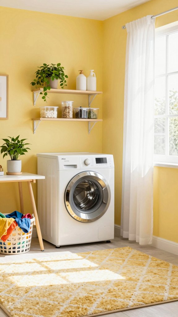14 Yellow Laundry Room Ideas to Brighten Your Day 6 bright yellow room lighting