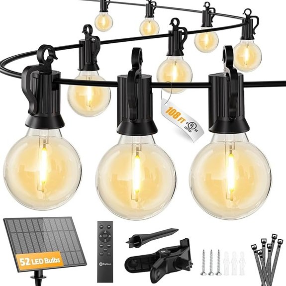 brightown 108ft led solar stringlights