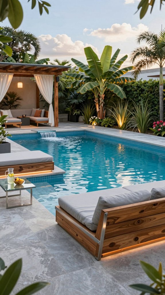 built in lounge pool seating