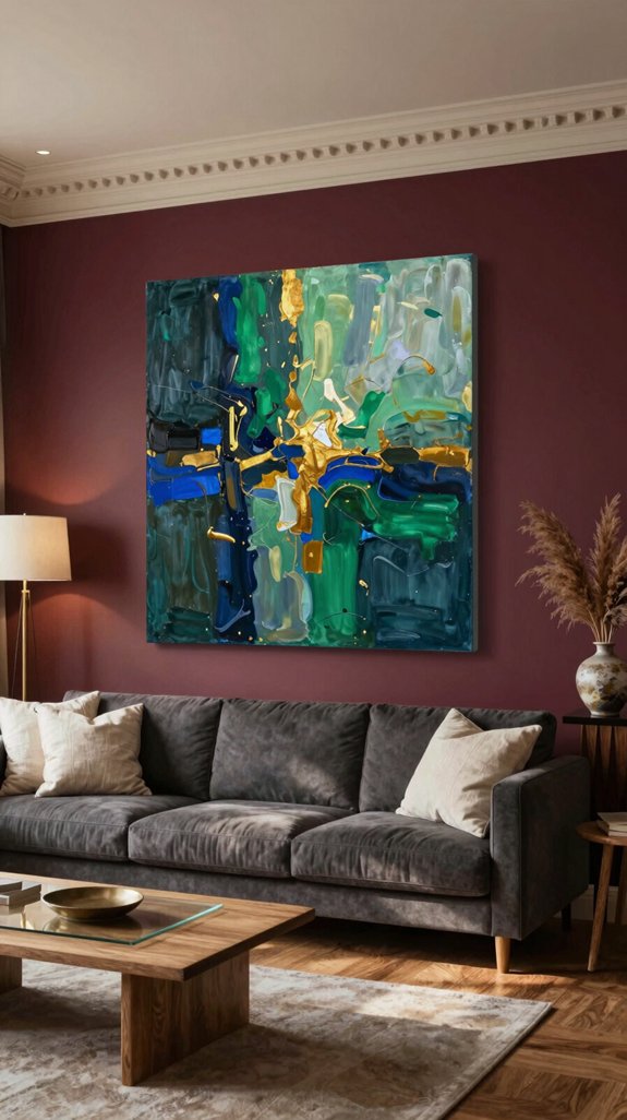 burgundy wall art showcase