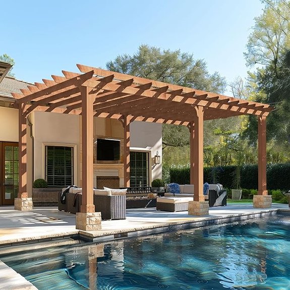 cedar pergola flat roof