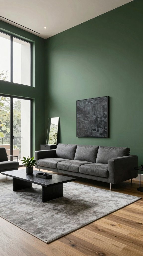 charcoal accents deepen hunter green