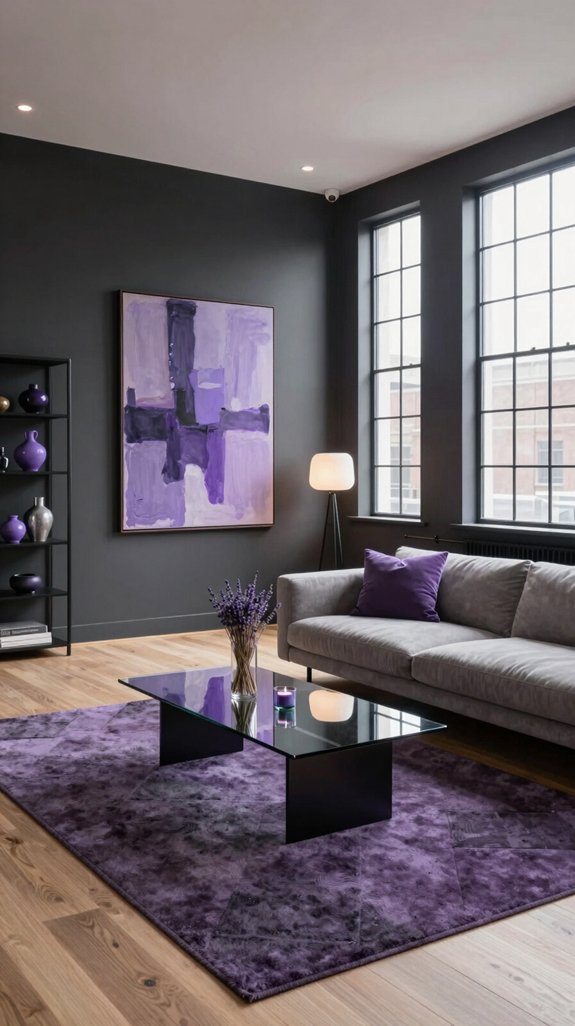 Purple Color Combinations That Work Beautifully in Interiors 7 charcoal lilac moody loft