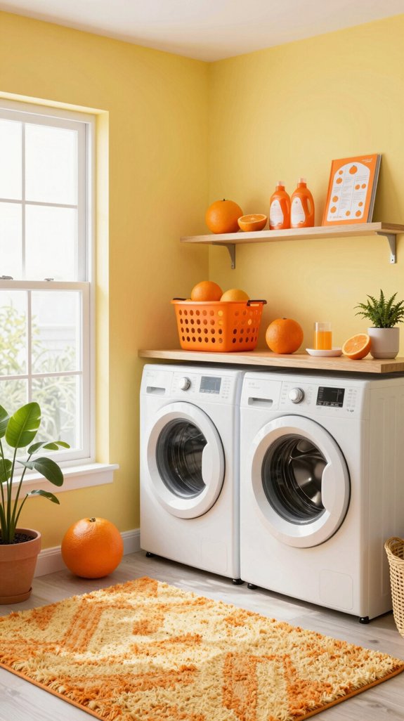 cheerful orange laundry decor